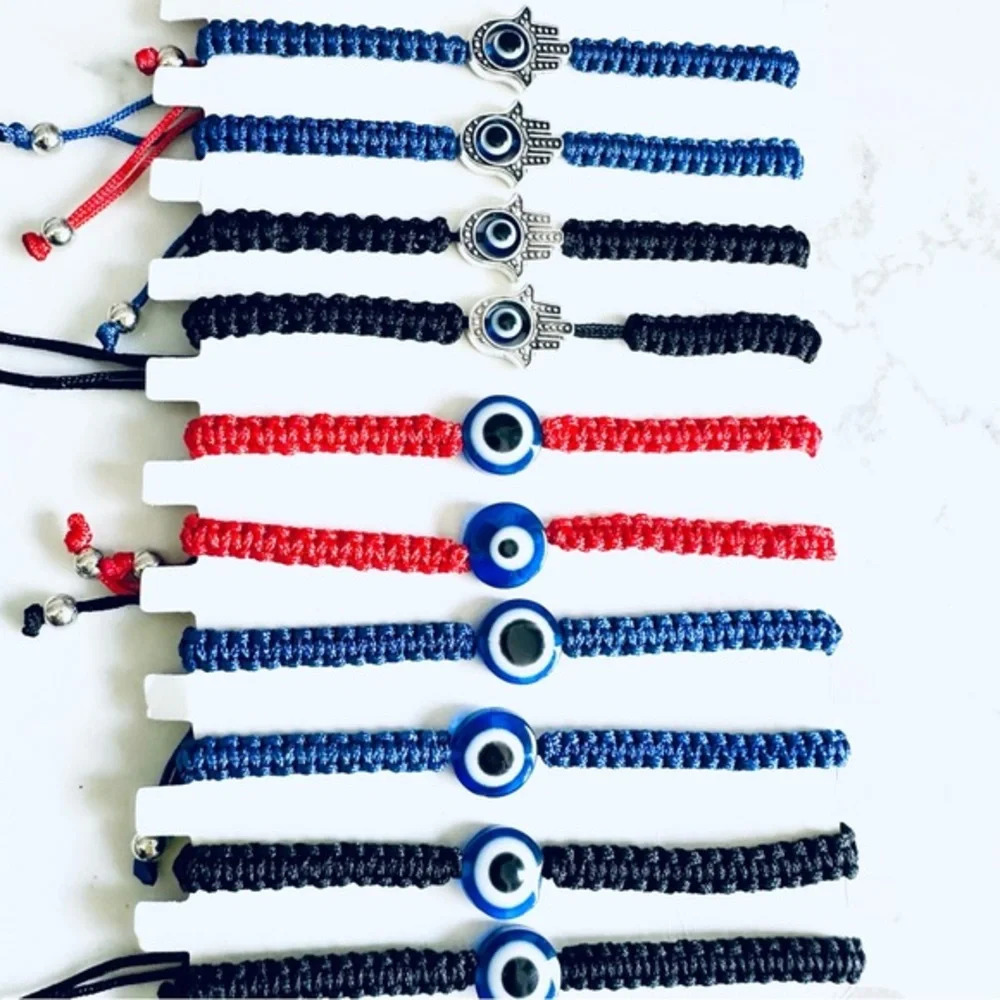CLEARANCE Lucky Evil Eye Hamsa Bracelet Beads Red Blue String Protection Unisex - Picture 8 of 13